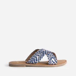 Mule dée et bleue cuir tressé^Eram New