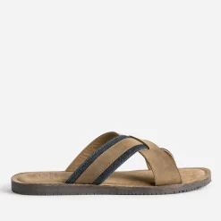 Mule marron éco-conçue en cuir et denim^Eram Online
