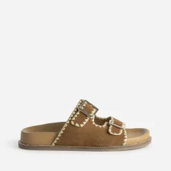 Mule cuir velours brodé^Texto Sale