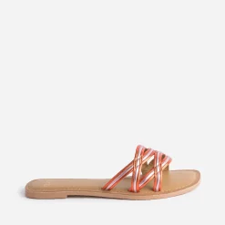 Mule orange et parme cuir métallisé^Texto Hot