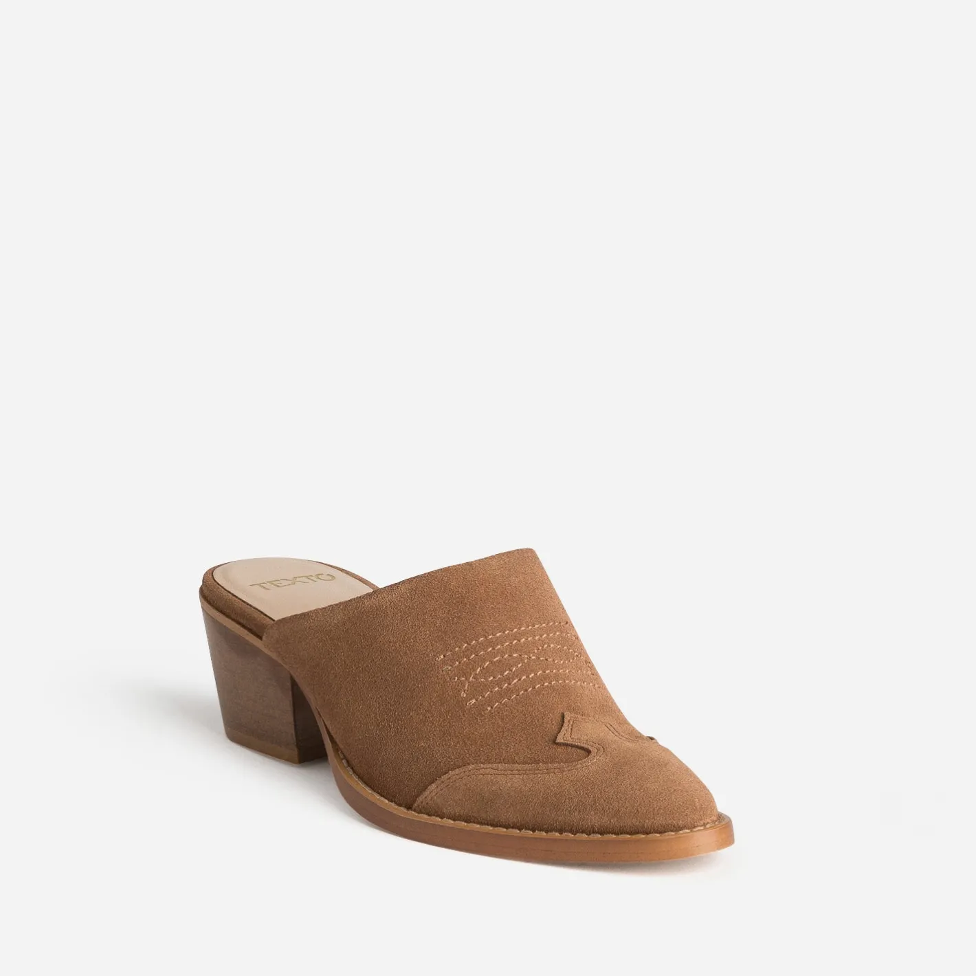 Mule-santiag marron cuir velours^Texto Online