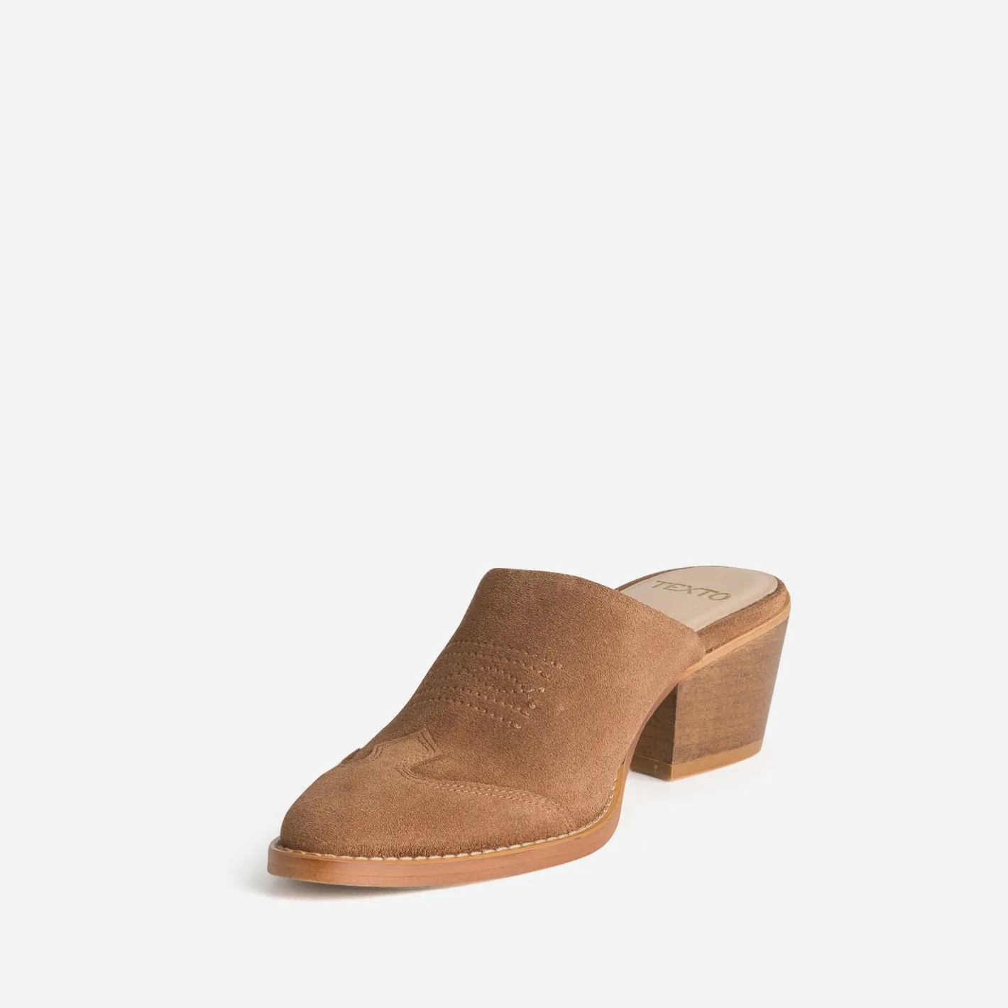 Mule-santiag marron cuir velours^Texto Online
