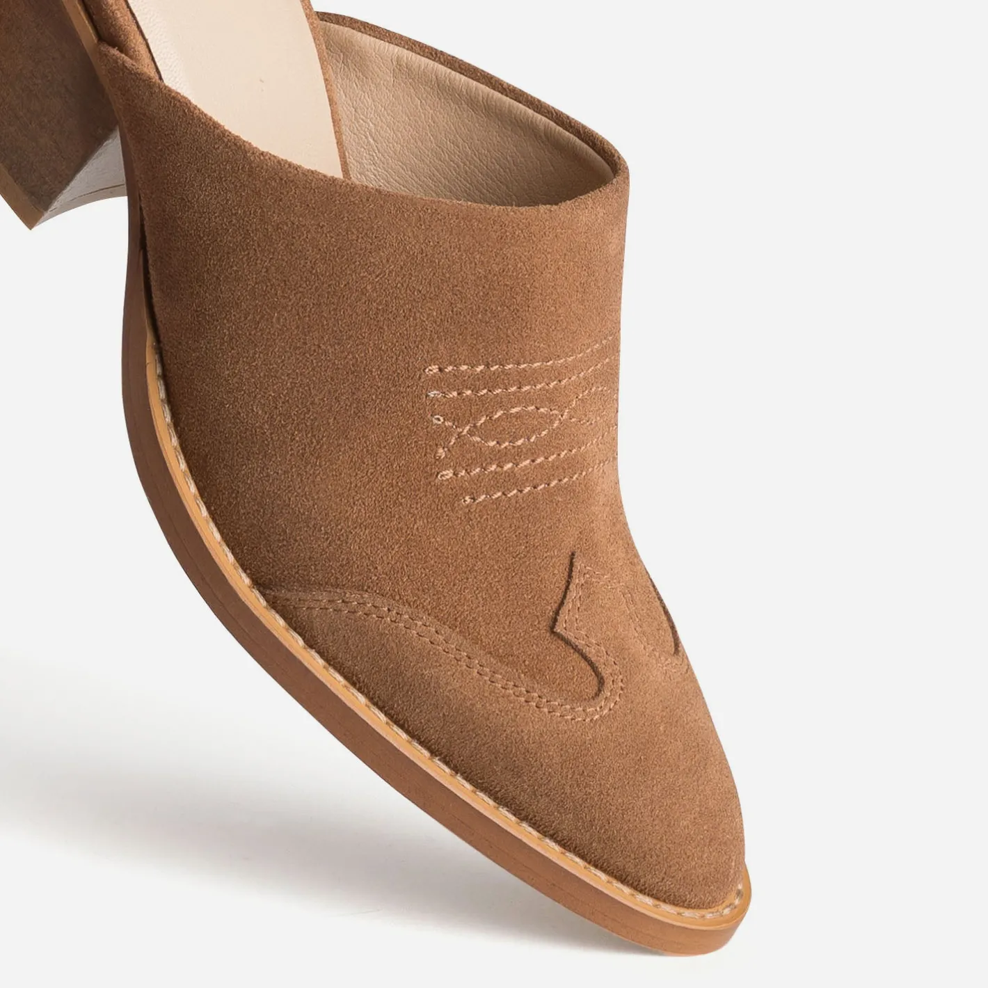 Mule-santiag marron cuir velours^Texto Online