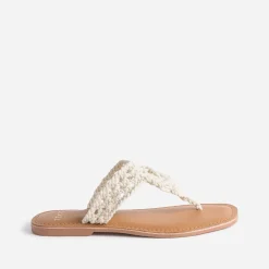 Mule-tong beige en macramé^Texto Hot