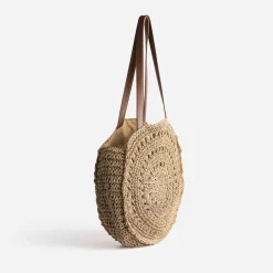 Panier rond foncé paille papier^Eram New