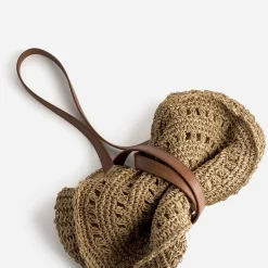 Panier rond foncé paille papier^Eram New