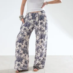 Pantalon écru imprimé palmiers^Texto Clearance