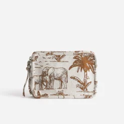 Pochette camel jacquard à motif éléphants^Texto Discount
