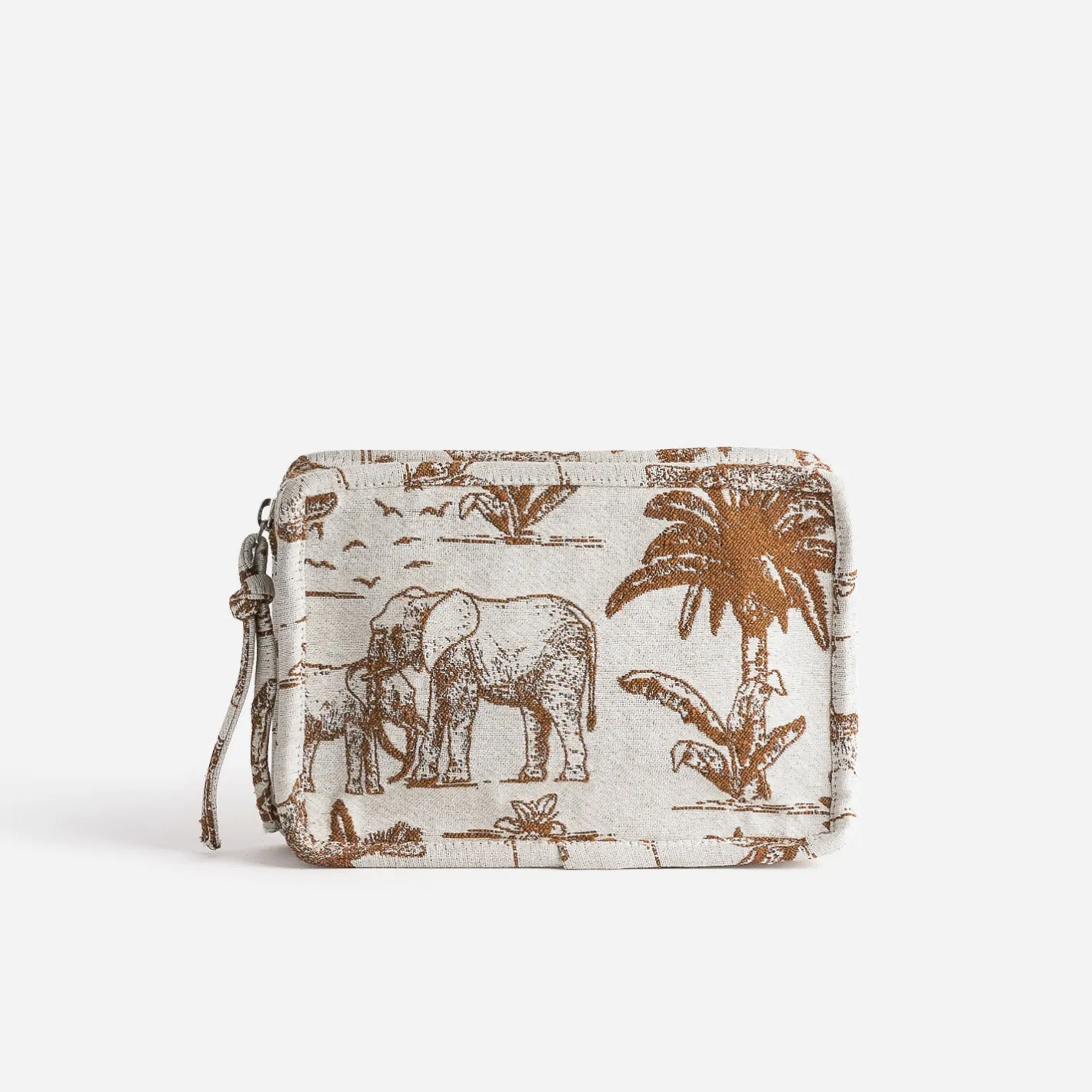 Pochette camel jacquard à motif éléphants^Texto Discount