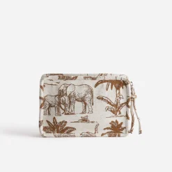 Pochette camel jacquard à motif éléphants^Texto Discount