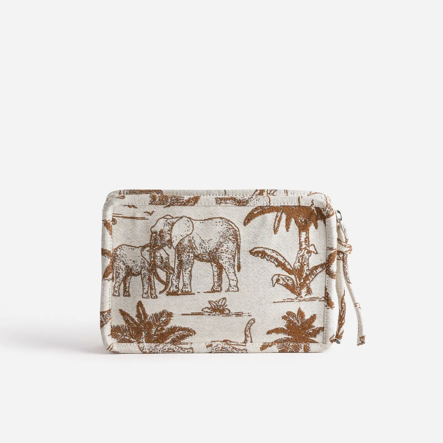 Pochette camel jacquard à motif éléphants^Texto Discount