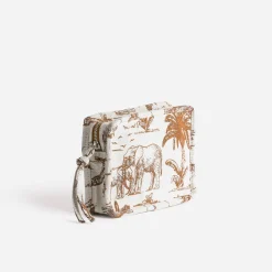 Pochette camel jacquard à motif éléphants^Texto Discount
