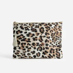 Pochette beige imprimé léopard^Texto