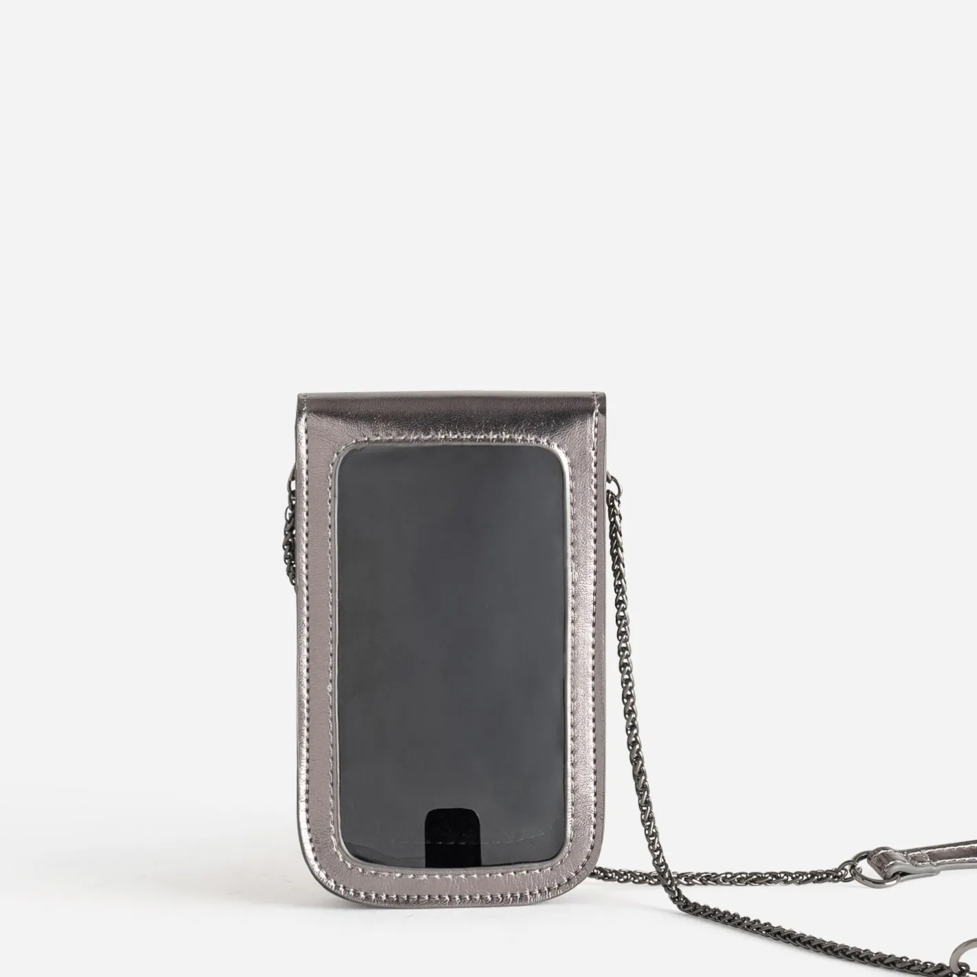 Pochette téléphone tactile gris métallisé^Texto Sale