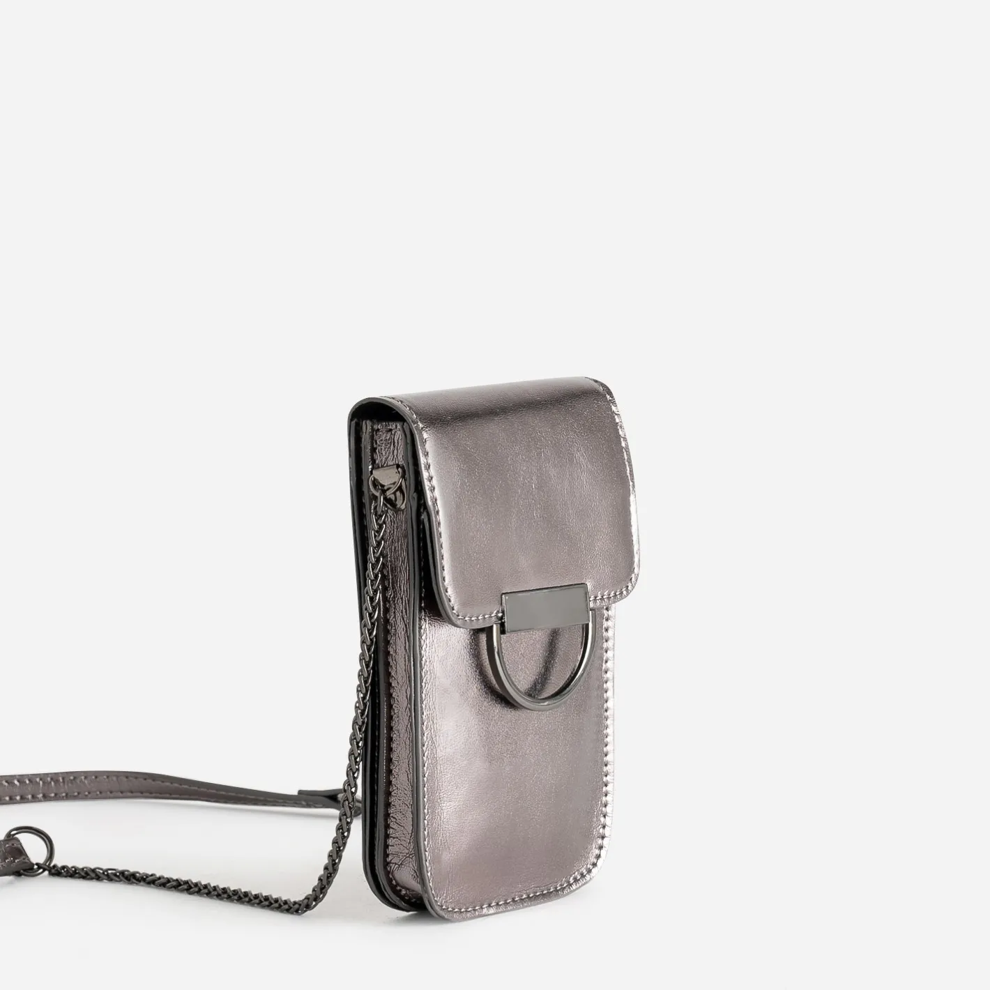 Pochette téléphone tactile gris métallisé^Texto Sale