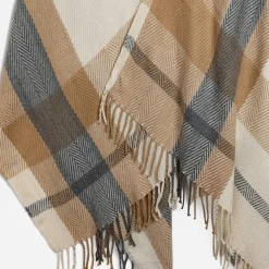 Poncho , écru, gris à motif carreaux^Eram Clearance