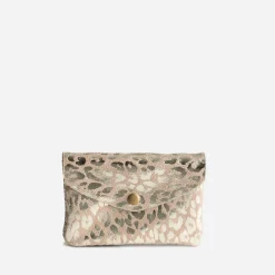 Porte-monnaie cuir velours motif doré^Texto Clearance