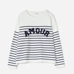 Pull marinière message bouclette^Texto Discount