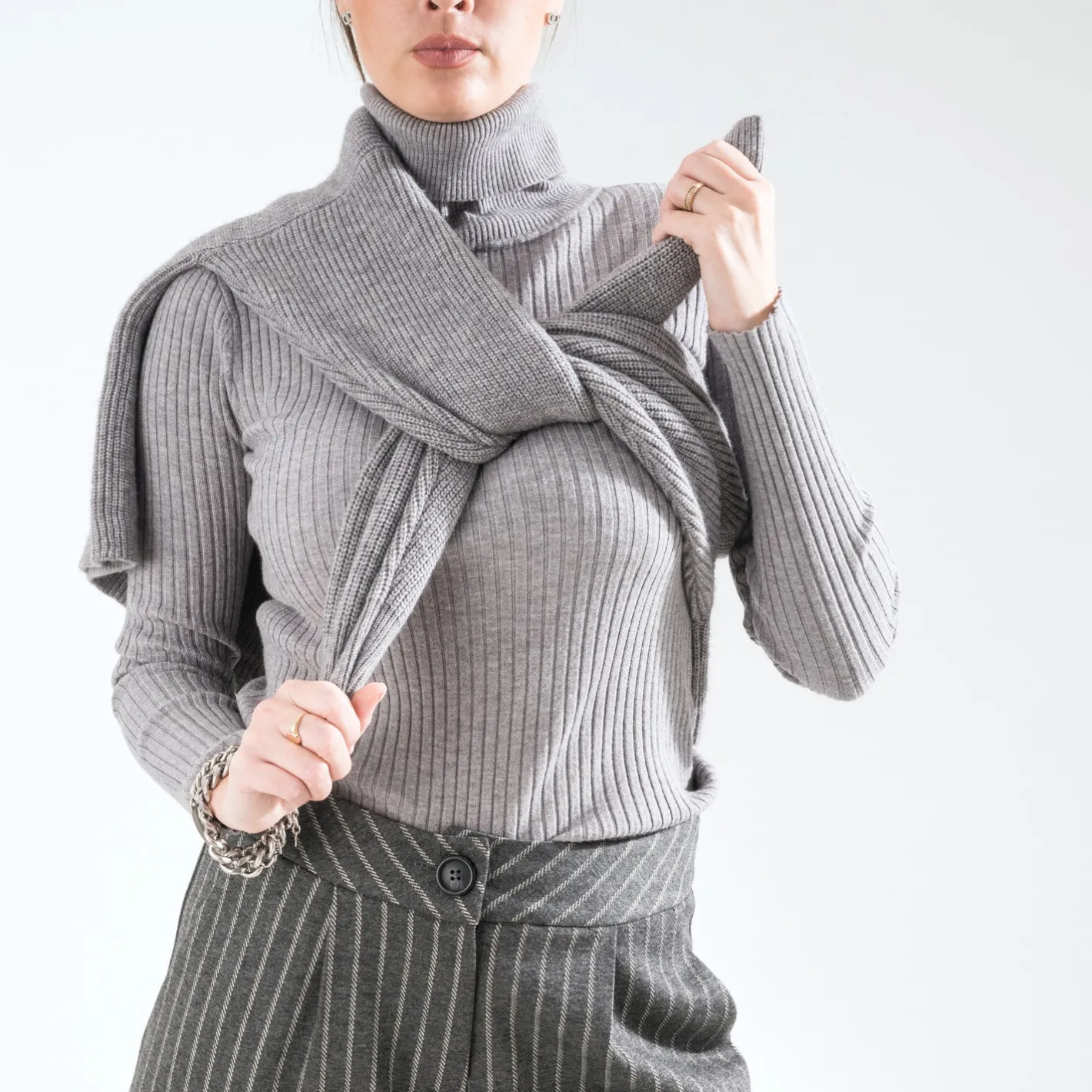 Pull côtelé à col roulé^Texto Discount