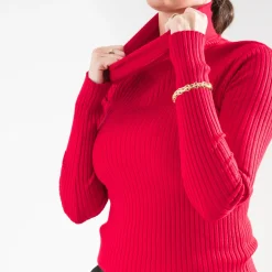 Pull côtelé à col roulé^Texto
