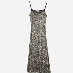 Robe longue e sequins argentés^Texto Hot