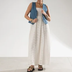 Robe écrue en broderie anglaise^Texto Hot
