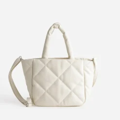 Sac à main écru matelassé^Texto