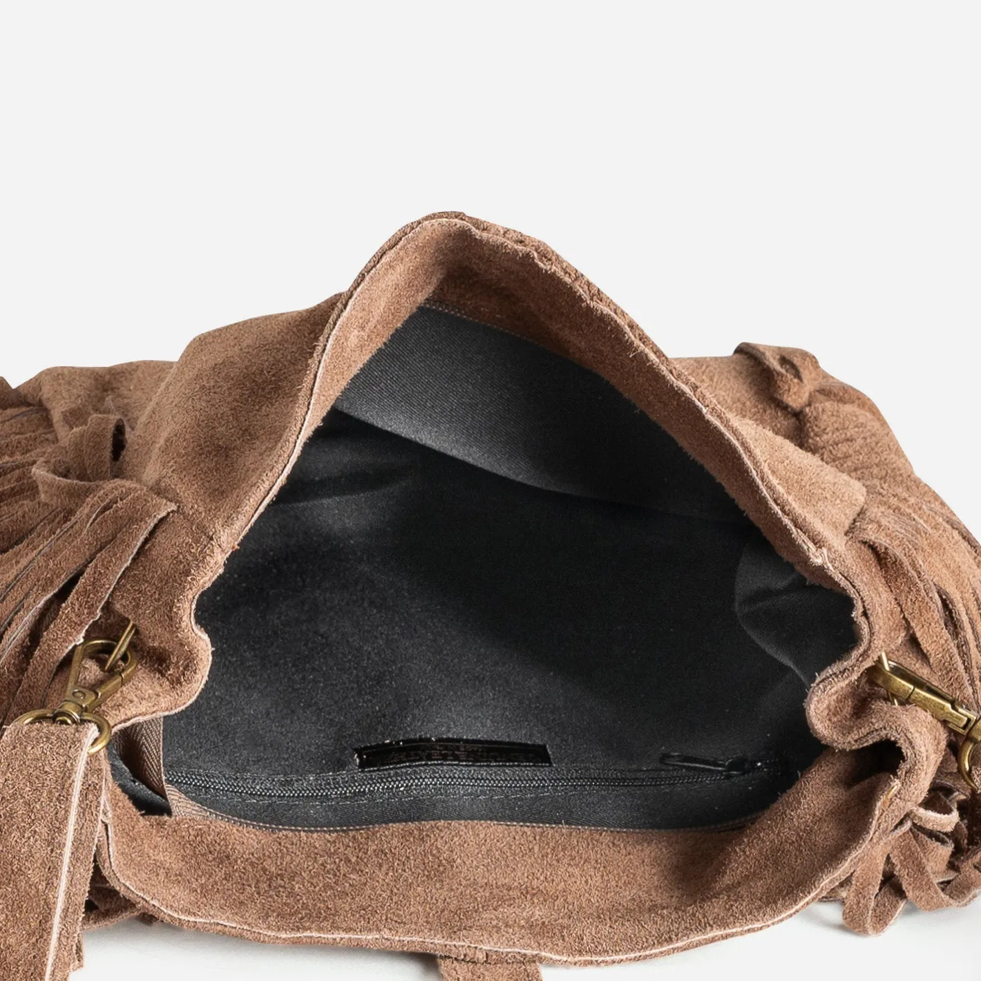 Sac à main cuir velours à franges^Texto Hot