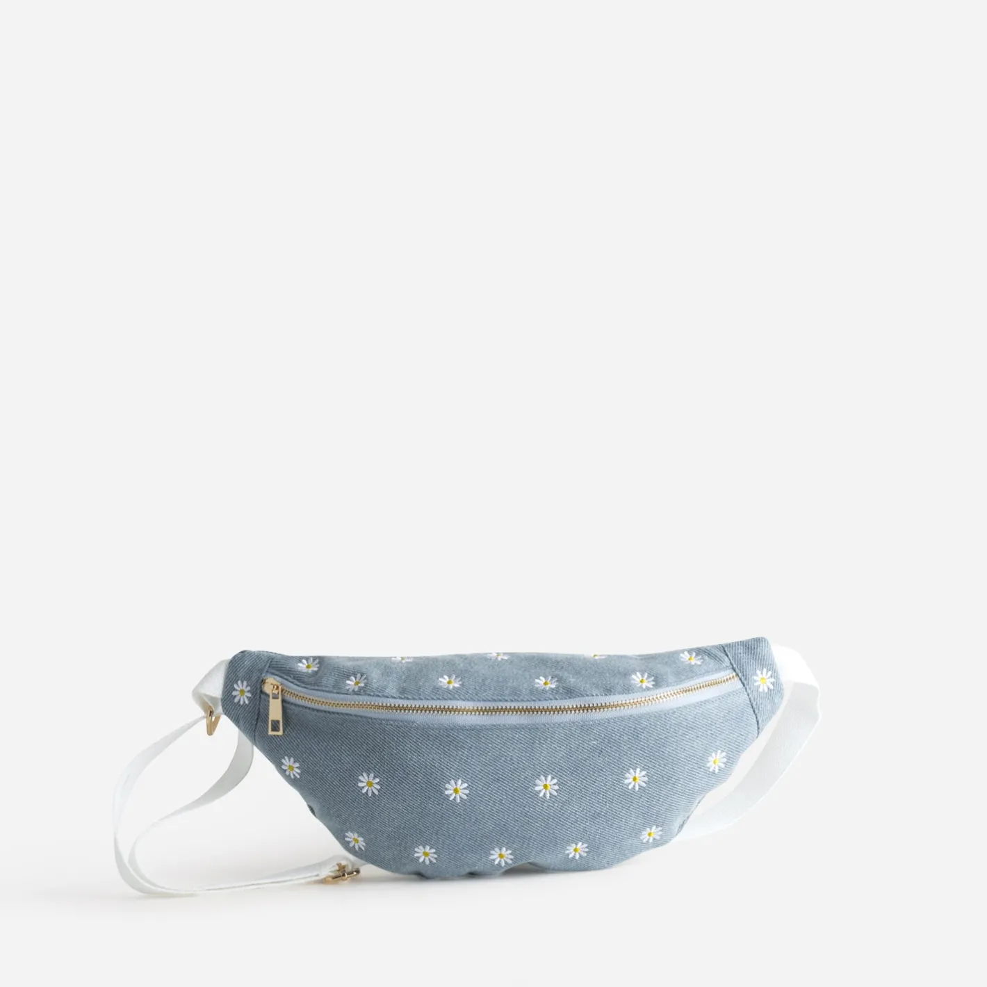 Sac banane baby blue en toile brodée fleurs^Eram Hot