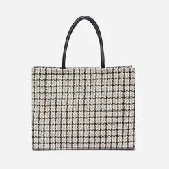 Sac cabas , écru et noir à carreaux^Texto Clearance