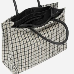 Sac cabas , écru et noir à carreaux^Texto Clearance