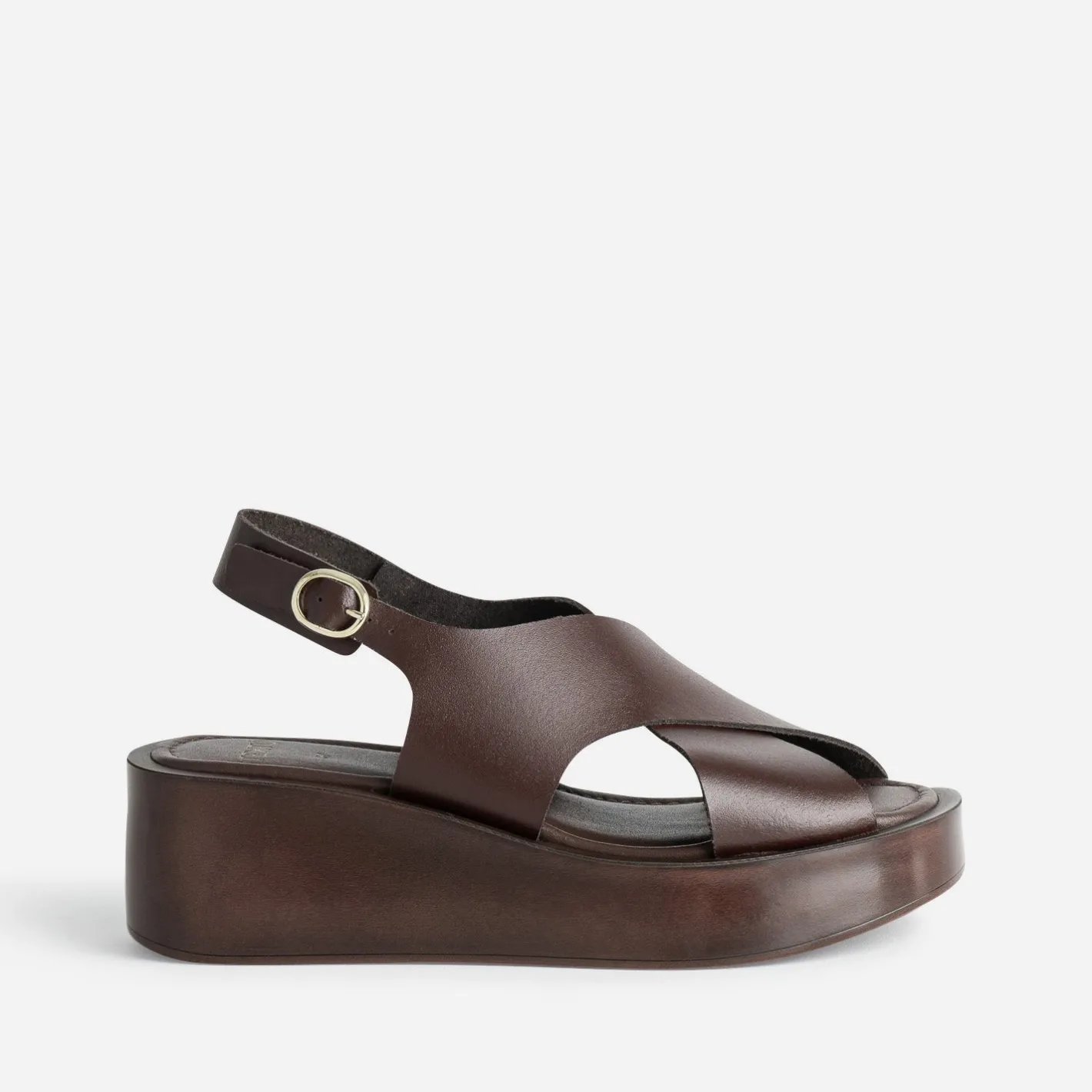 Sandale à plateforme cuir^Texto Clearance