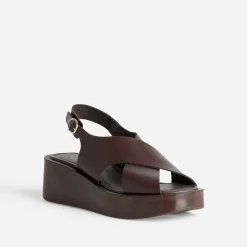Sandale à plateforme cuir^Texto Clearance
