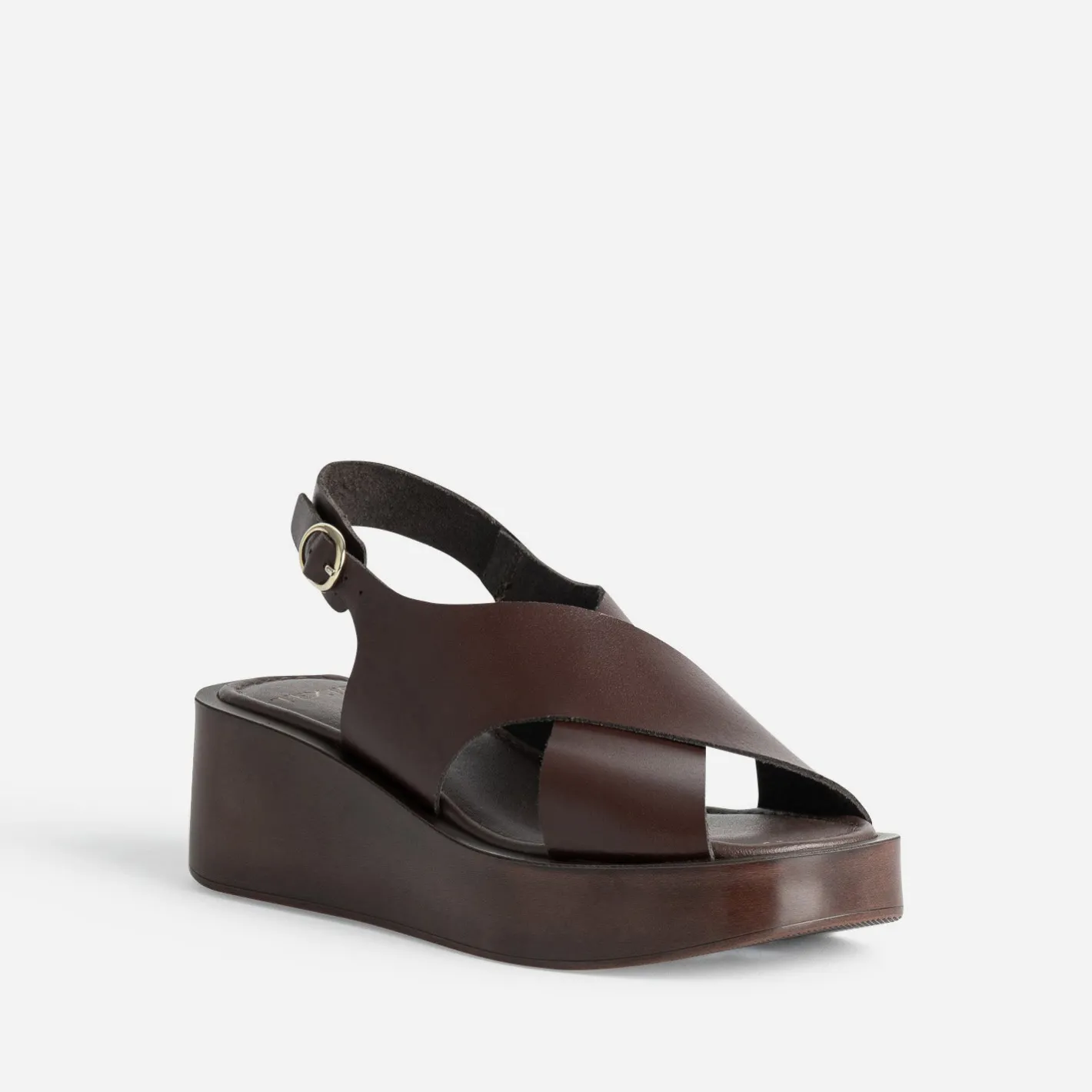 Sandale à plateforme cuir^Texto Clearance