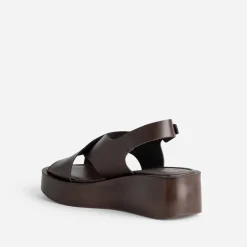 Sandale à plateforme cuir^Texto Clearance