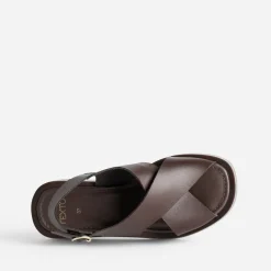 Sandale à plateforme cuir^Texto Clearance