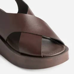 Sandale à plateforme cuir^Texto Clearance