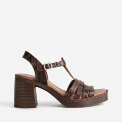 Sandale à talon cuir effet python^Eram Sale