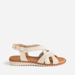 Sandale beige clair en cuir souple éco-conçu^Eram Best