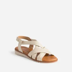 Sandale beige clair en cuir souple éco-conçu^Eram Best
