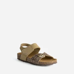 Sandale beige cuir velours motif léopard^Buggy Discount