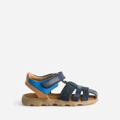 Sandale , bleue, camel cuir^Buggy New