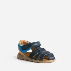 Sandale , bleue, camel cuir^Buggy New