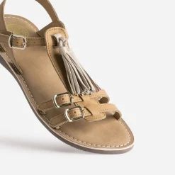 Sandale marron cuir pampilles amovibles^Buggy Sale