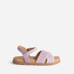 Sandale parme cuir velours brodé^Buggy New