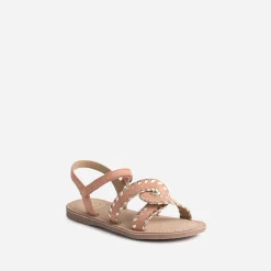 Sandale saumon et dorée en cuir velours^Buggy Clearance