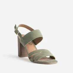 Sandale kaki en cuir velours^Caprice Hot