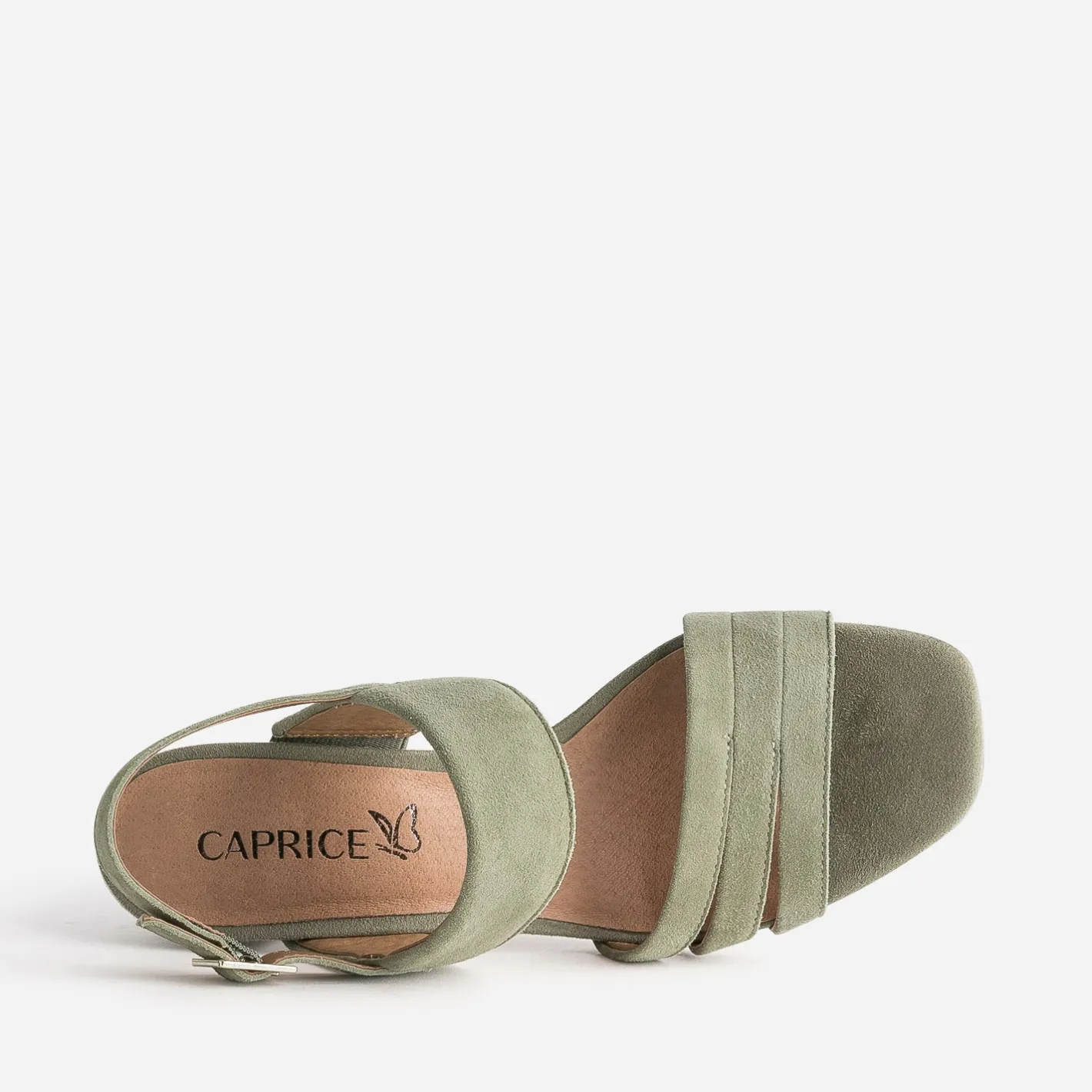 Sandale kaki en cuir velours^Caprice Hot