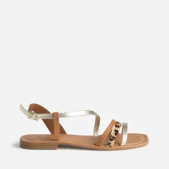 Sandale , doré, motif léopard cuir^Eram Sale