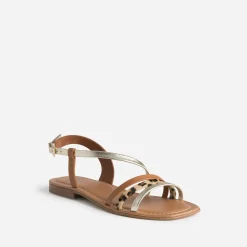Sandale , doré, motif léopard cuir^Eram Sale